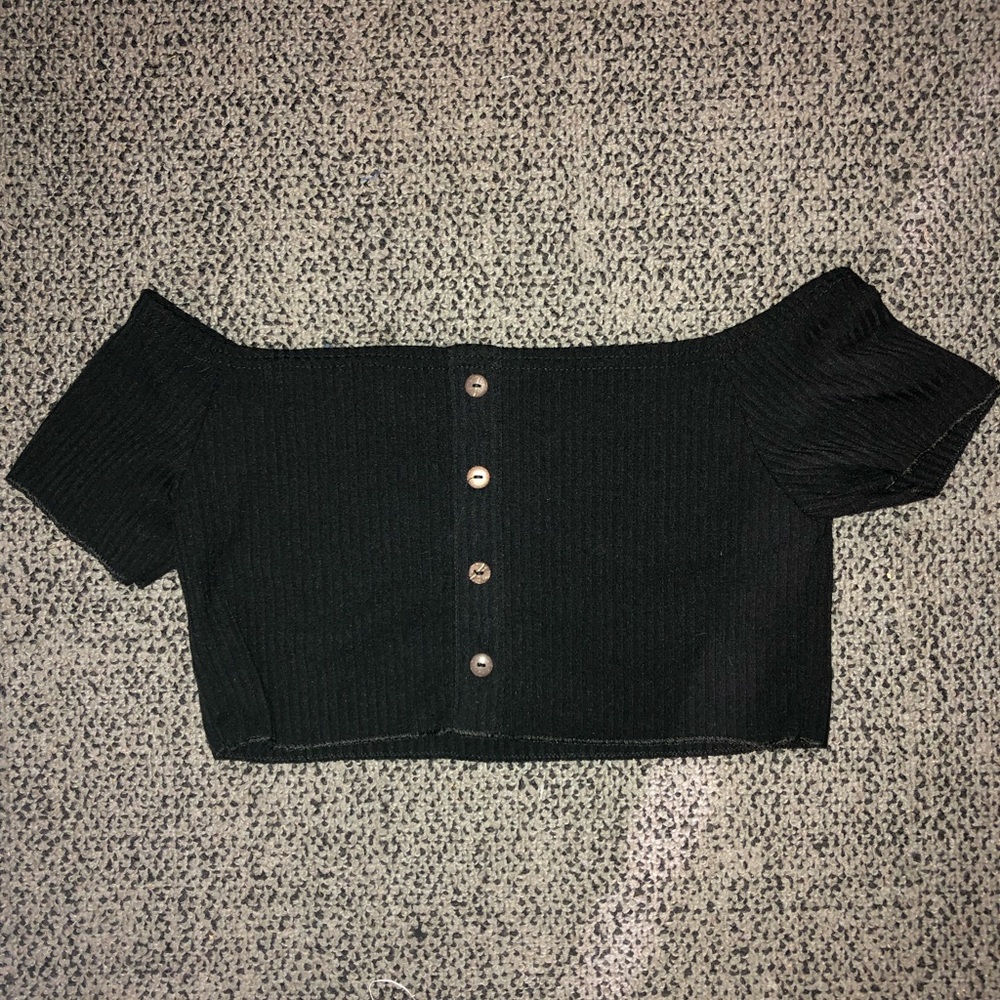 Shein Black Button Crop Top